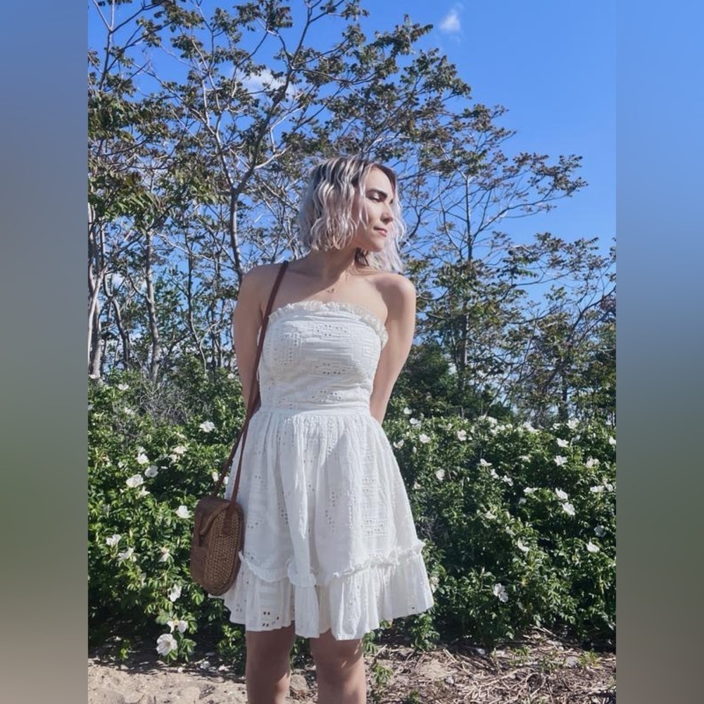 Anthropologie Forever That Girl Eyelet Ruffle Tube Mini Dress - Picture 11 of 11